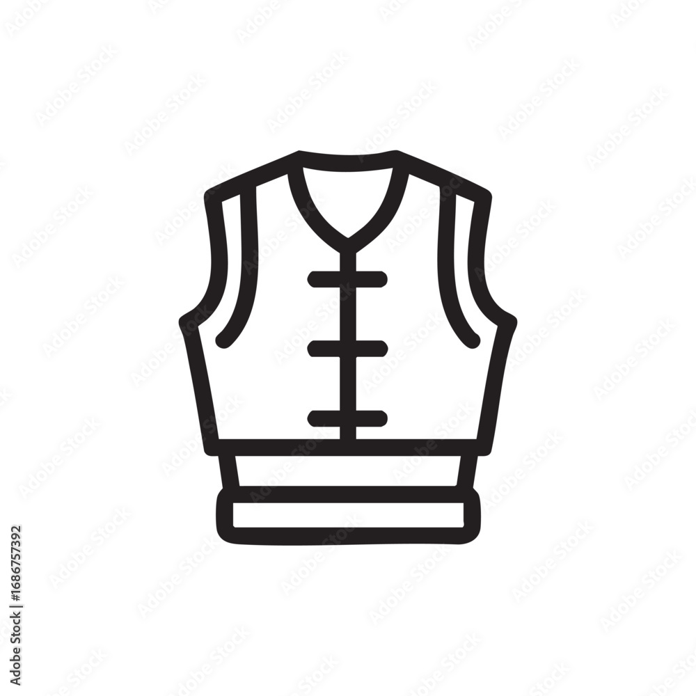 Obraz premium A line drawing of a life vest with straps and buckles.