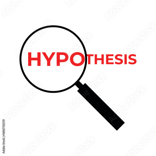 Hypothesis illustration concept vector design. Reading red hypothesis text using a magnifying glass. 