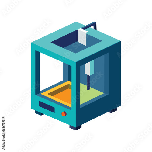 Teal 3D Printer Isometric Icon 3D printer additive manufacturing