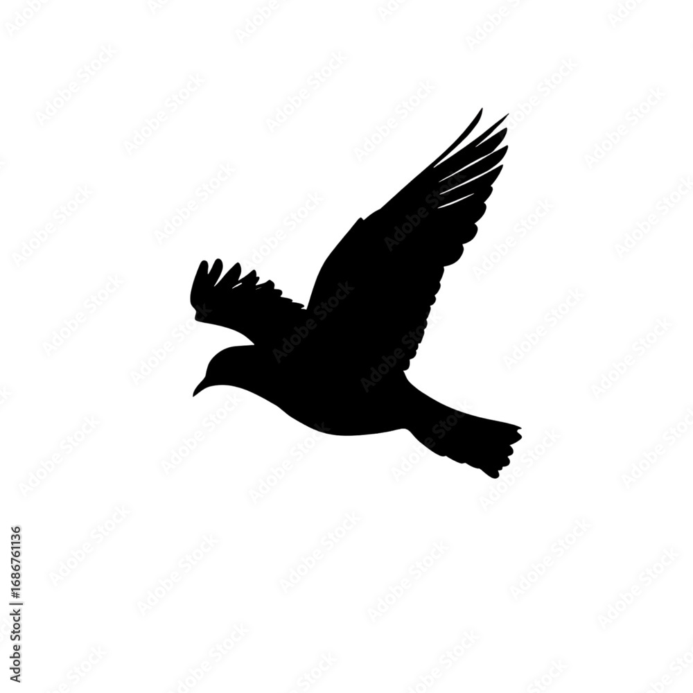 Obraz premium A lone bird soars through the dark night sky, wings outstretched in graceful flight.