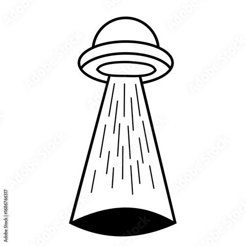 UFO alien saucer - unidentified flying object line art vector icon