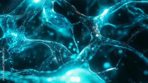 Glowing neuron transmitting signals in nervous system