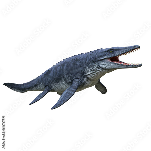 Big mosasaurus dinosaur on transparent background PNG Generative AI