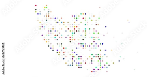 Circles Flying to Form Modern Art Fade Iran Map