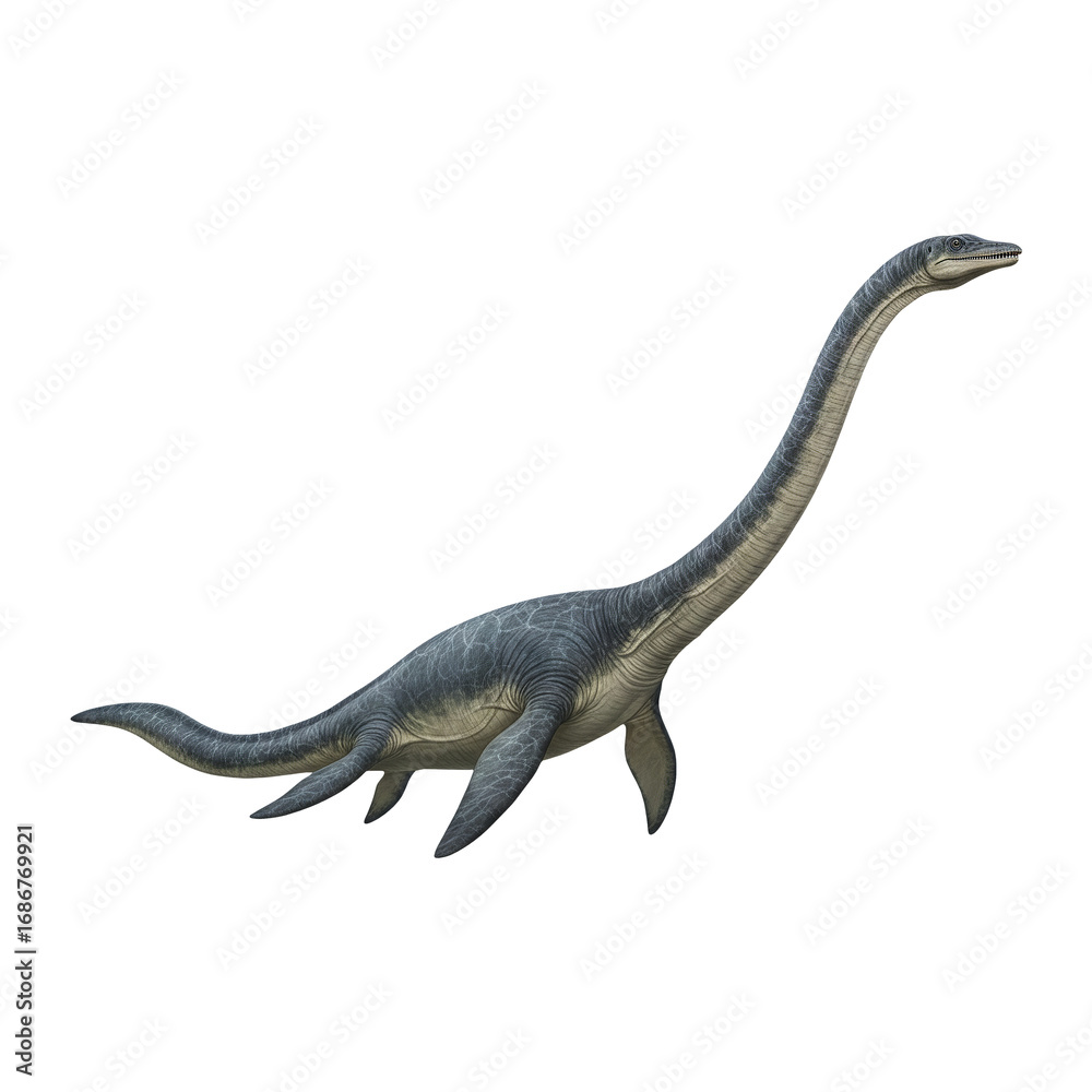 Naklejka premium Plesiosaurus dinosaur on transparent background PNG Generative AI