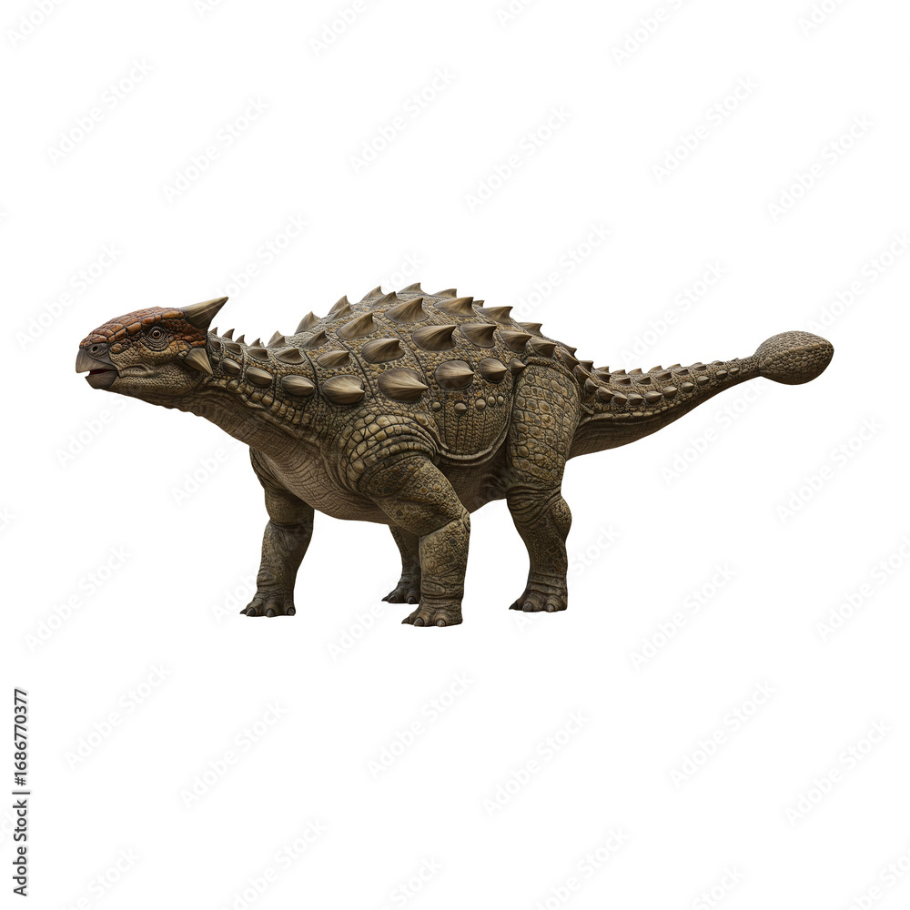 Fototapeta premium Ankylosaurus dinosaur on transparent background PNG Generative AI