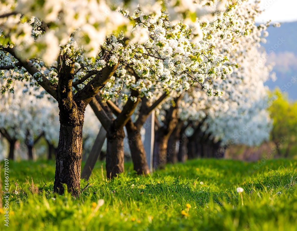 Fototapeta premium Blooming orchard in springtime