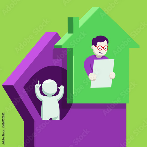Housing contrast satisfied resident versus frustrated neighbor
