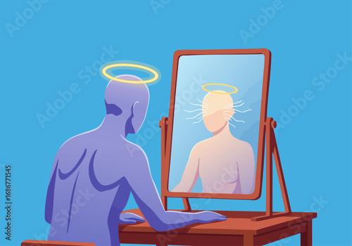 Self-Perception Struggle and Identity Crisis Reflection Concept Illustration