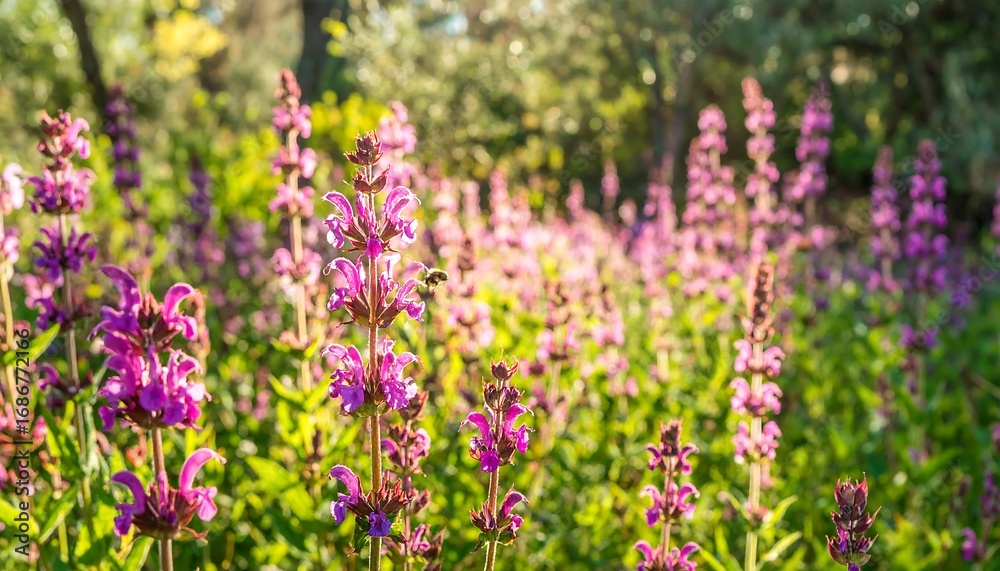 Obraz premium Vibrant purple flowers in sunlight