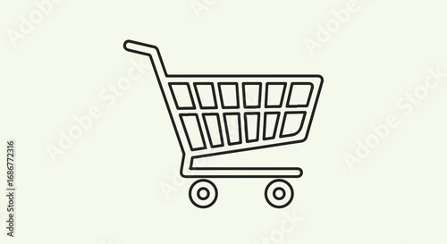 Minimalist outline of a shopping cart on a neutral background, representing commerce and retail.