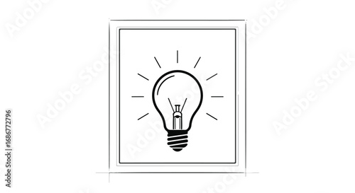 Bright idea illuminated within a simple frame, symbolizing innovation and inspiration