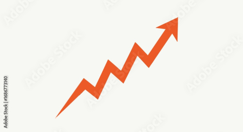 Dynamic orange arrow graph rising upwards with zig-zag pattern symbolizing growth and progress