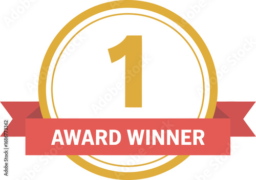 Gold Medal Ribbon with Number 1 and Award Winner Text