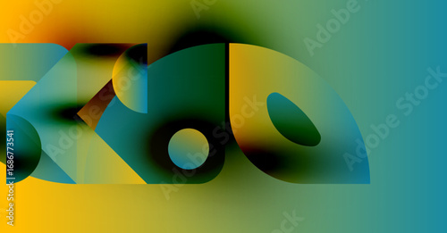 Abstract colorful design. Fluid shapes blend, creating dynamic visual experience. Gradient hues dominate composition. Modern aesthetic.