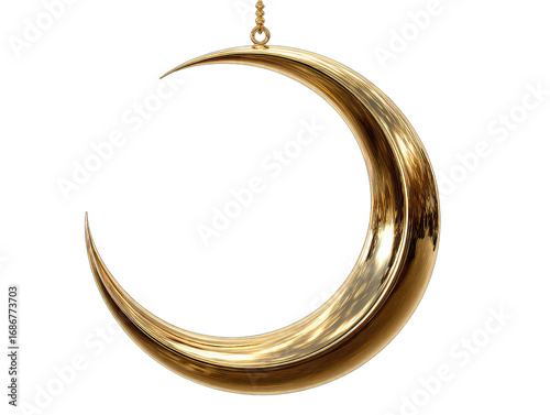 Golden crescent moon pendant