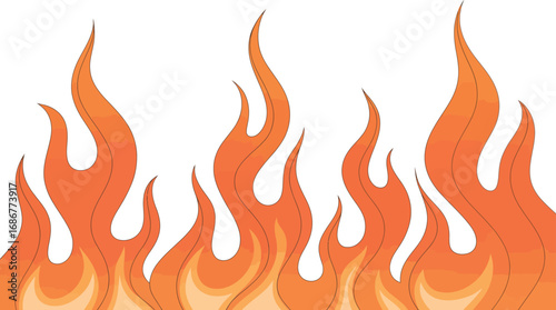 Orange and Yellow Stylized Flames Border fire heat
