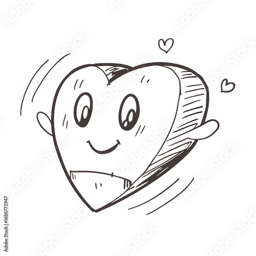 Joyful heart character radiates love and happiness with whimsical charm, perfect for celebrations