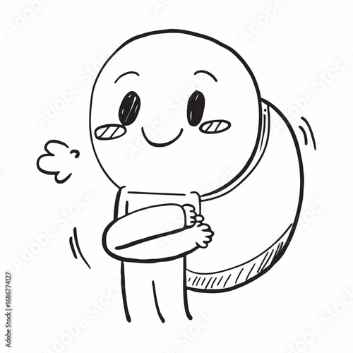 Cute character with blushing cheeks and breath puffs