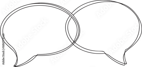Two bubble speech vector one line drawing illustration