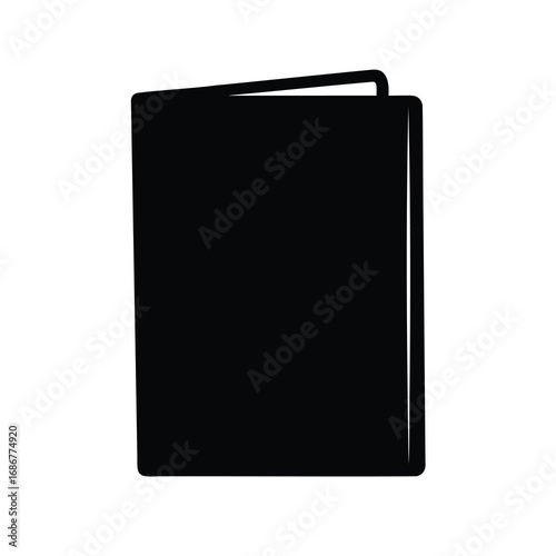 Minimalist black book illustration on a white background with open pages