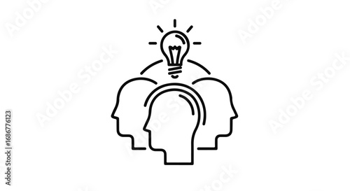 Teamwork sparks brilliant ideas with a glowing lightbulb above heads