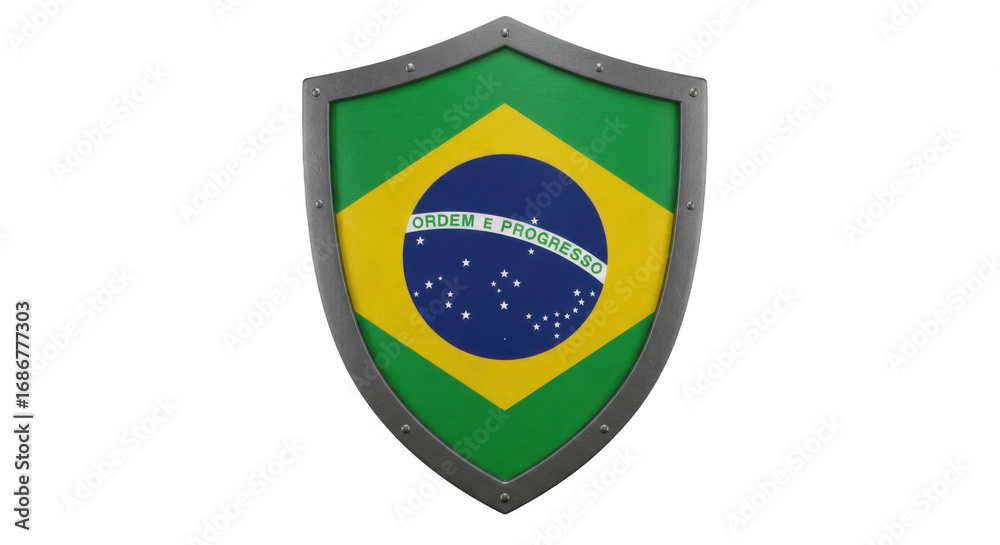 Fototapeta premium Brazilian Flag Shield Emblem National Symbol of Brazil Patriotism.