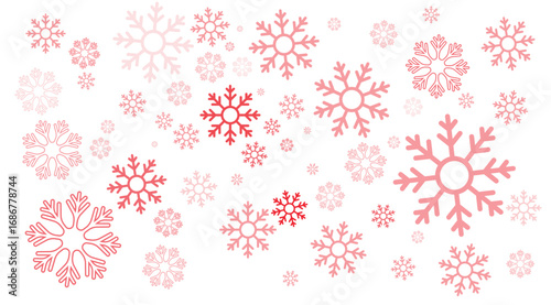 Red snowflake seamless winter pattern isolated on white background