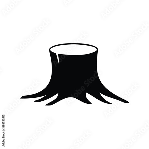Simple illustration of a tree stump in black and white silhouette