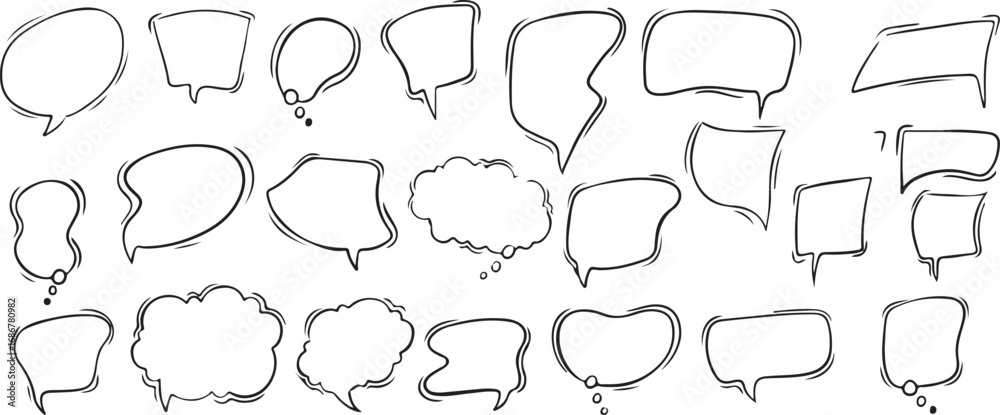 Fototapeta premium Speech Bubbles, Chat Clouds, Dialogue Icons, Conversation Symbols, Communication, Talk Graphics, Black White Art, Chat Interface, Verbal Exchange, Social Interaction, Messenger Icons, Speech Patterns,
