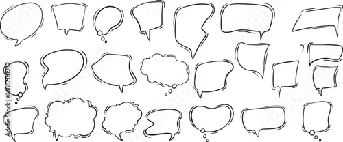 Speech Bubbles, Chat Clouds, Dialogue Icons, Conversation Symbols, Communication, Talk Graphics, Black White Art, Chat Interface, Verbal Exchange, Social Interaction, Messenger Icons, Speech Patterns,