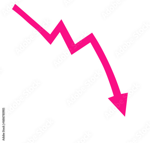 Quadro su tela 3d chart market zig zag arrow going down vector illustration on white background
