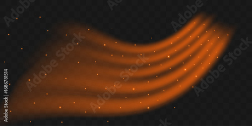 Hot air flow from air conditioner. Propagation of heat waves. Realistic 3d vector