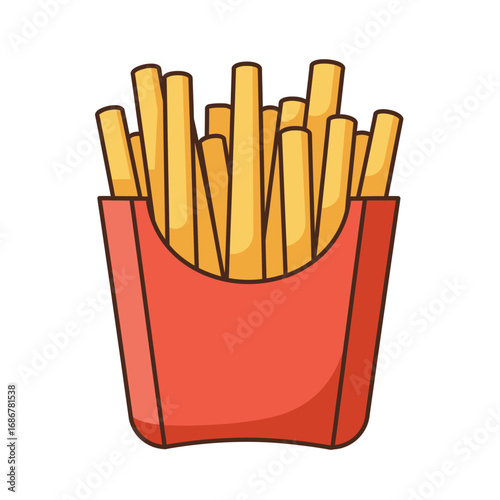 Crispy golden french fries served in a classic red paper carton ready to eat