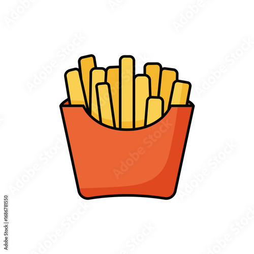 Crispy golden french fries served in a classic red cardboard container a popular fast food snack