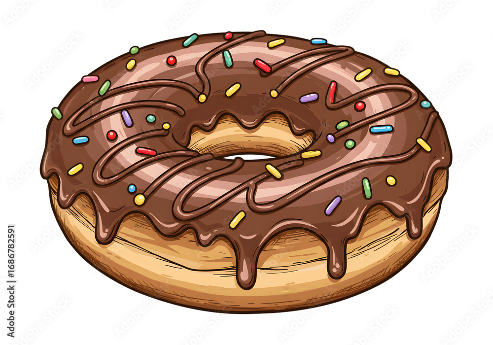 Fototapeta premium Isolated Vector Illustration of a Pixelated Chocolate Donut with Sprinkles