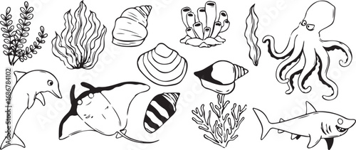 Gourmet Food Doodles with Culinary Delight, Black and White, Artistic, Playful, Creative, Illustrated, Expressive, Unique, Delicious, Tasty, Fun, Foodie-Inspired, Flavorful, Gastronomic Design

