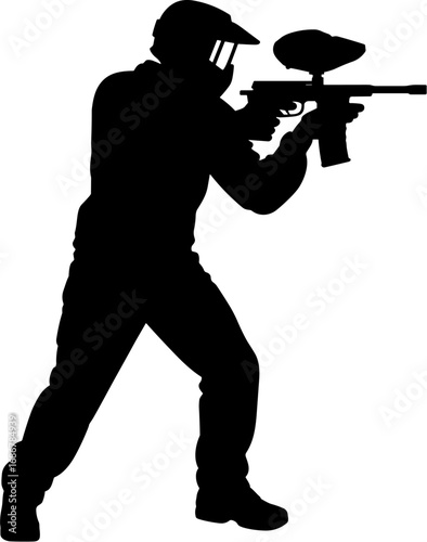 Foto Paintball Player Silhouette Vector Illustration