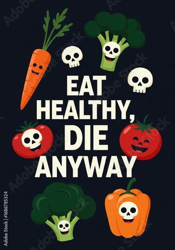 Healthy food pun with funny illustration.