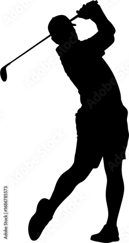 Male Golfer Silhouette Vector Illustration