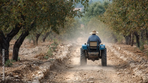 Almond Farmer in Noto, Sicily: Harvesting Almonds in Beautiful Countryside