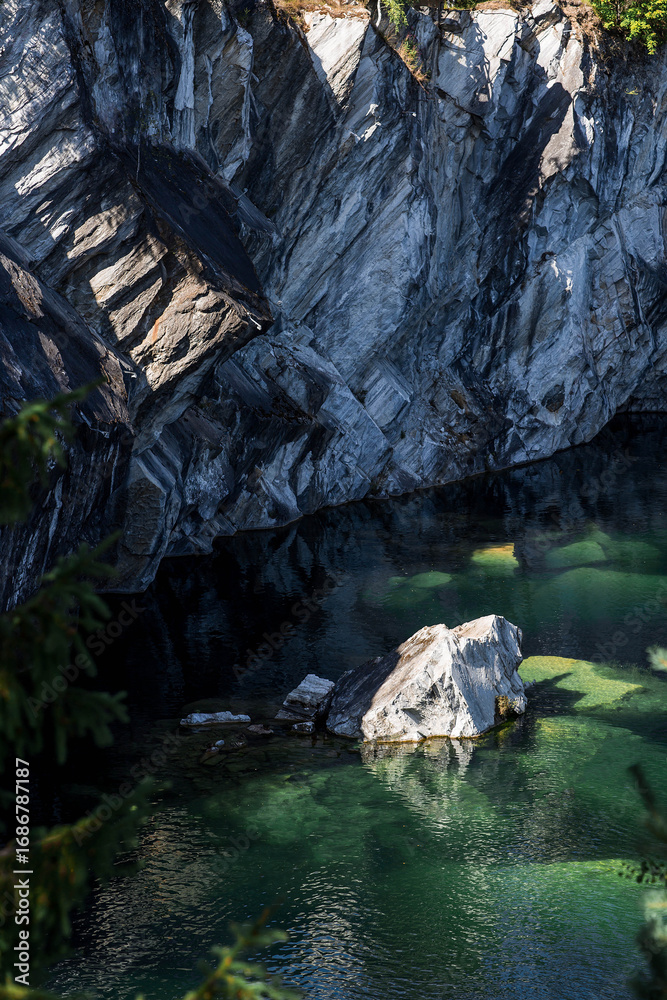 Fototapeta premium Russia. Summer landscape of the Ruskeala mountain park. The turquoise and marble canyon in summer. Russia, Republic of Karelia, village of Ruskeala.