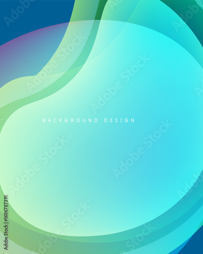 Abstract flowing shapes, turquoise, green hues create calming visual effect. Modern design suitable for backgrounds, presentations.