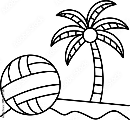 illustration of a beach ball with a coconut