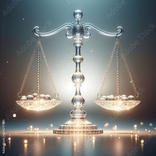 Elegant Justice Scale with Glowing Balance Symbolizing Law and Fairness