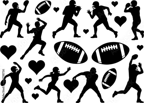 American Football  Players, Sports Art, Team Vector Bundle