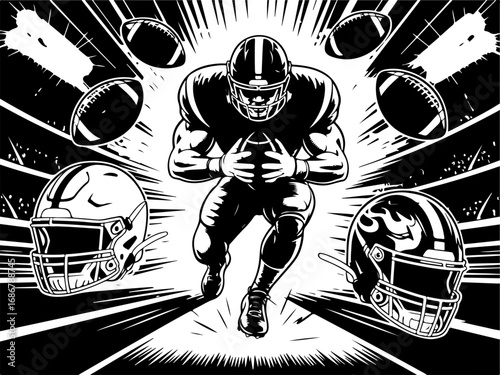 American Football  Players, Sports Art, Team Vector Bundle