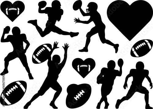 American Football  Players, Sports Art, Team Vector Bundle