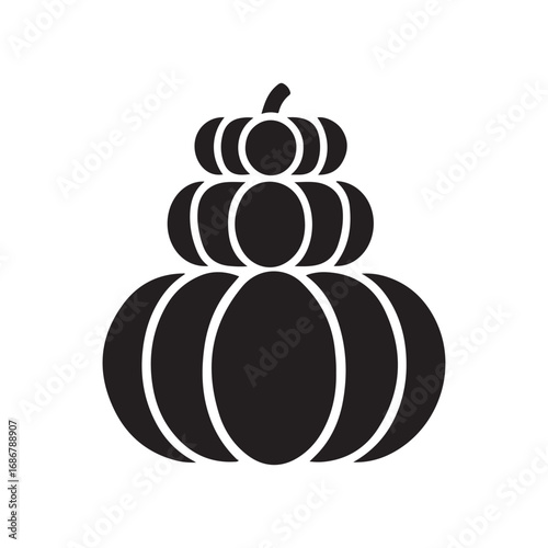 Simple Black and White Pumpkin Stack Silhouette for Autumn and Halloween Design