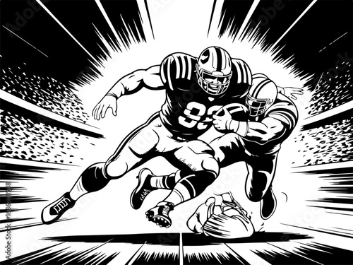 American Football  Players, Sports Art, Team Vector Bundle